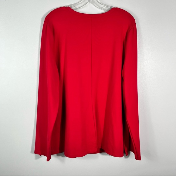 Lane Bryant Women’s Bright Red Stretch Knit Mesh Detail Long Sleeve Top 18/20 - Picture 2 of 4
